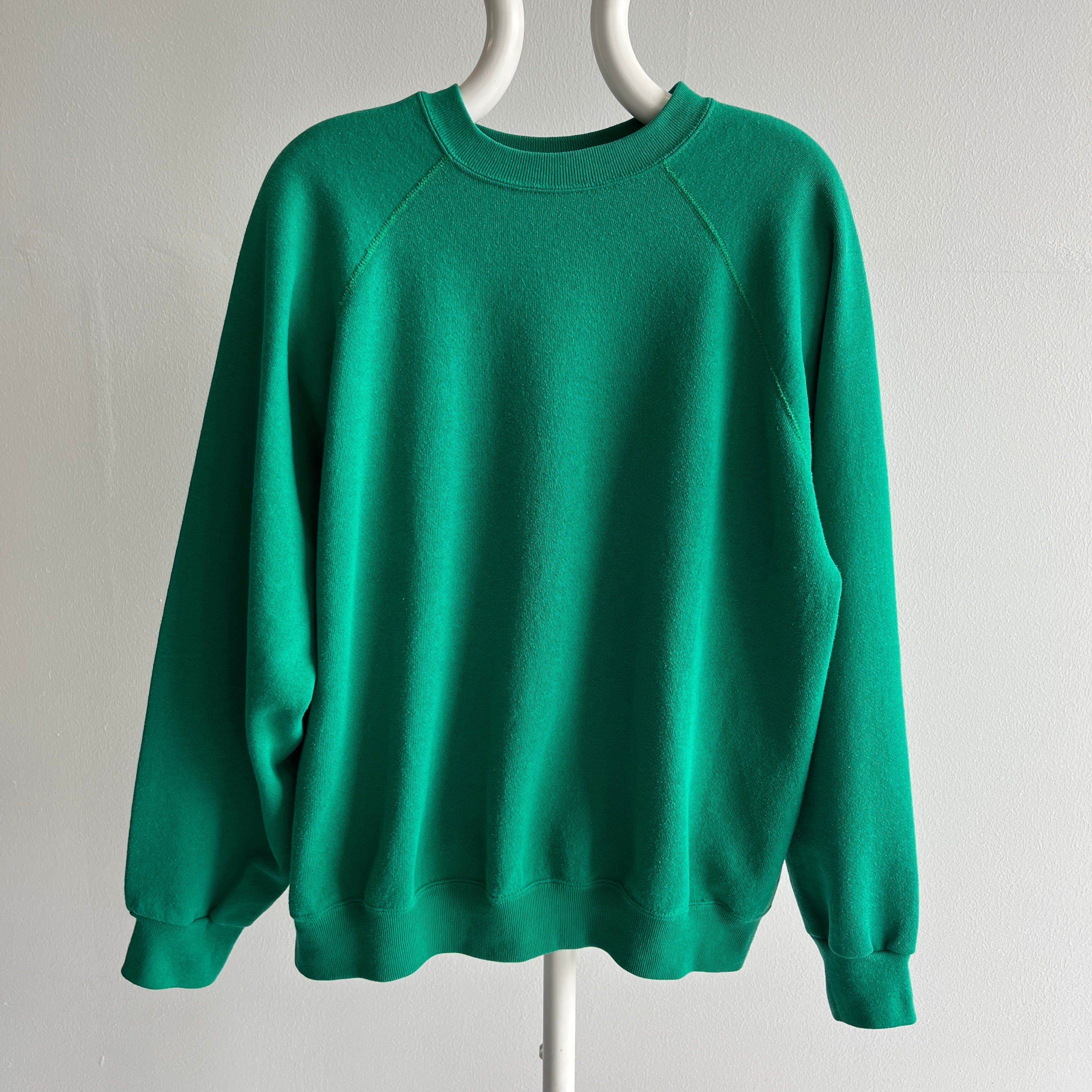 1990s Tultex Blank Green Raglan Sweatshirt