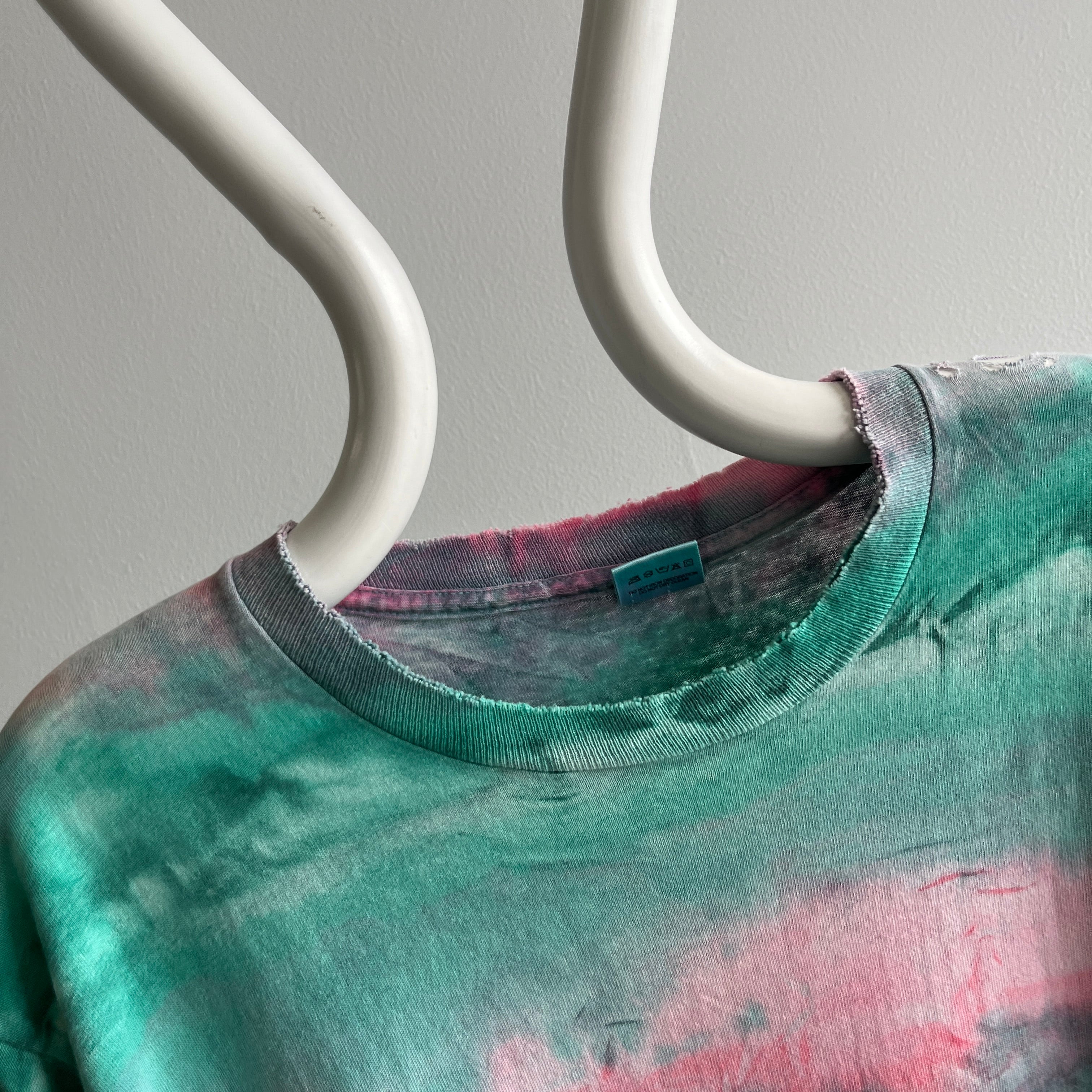 1980/90s Rad Tie Dye Pink and Green T-Shirt