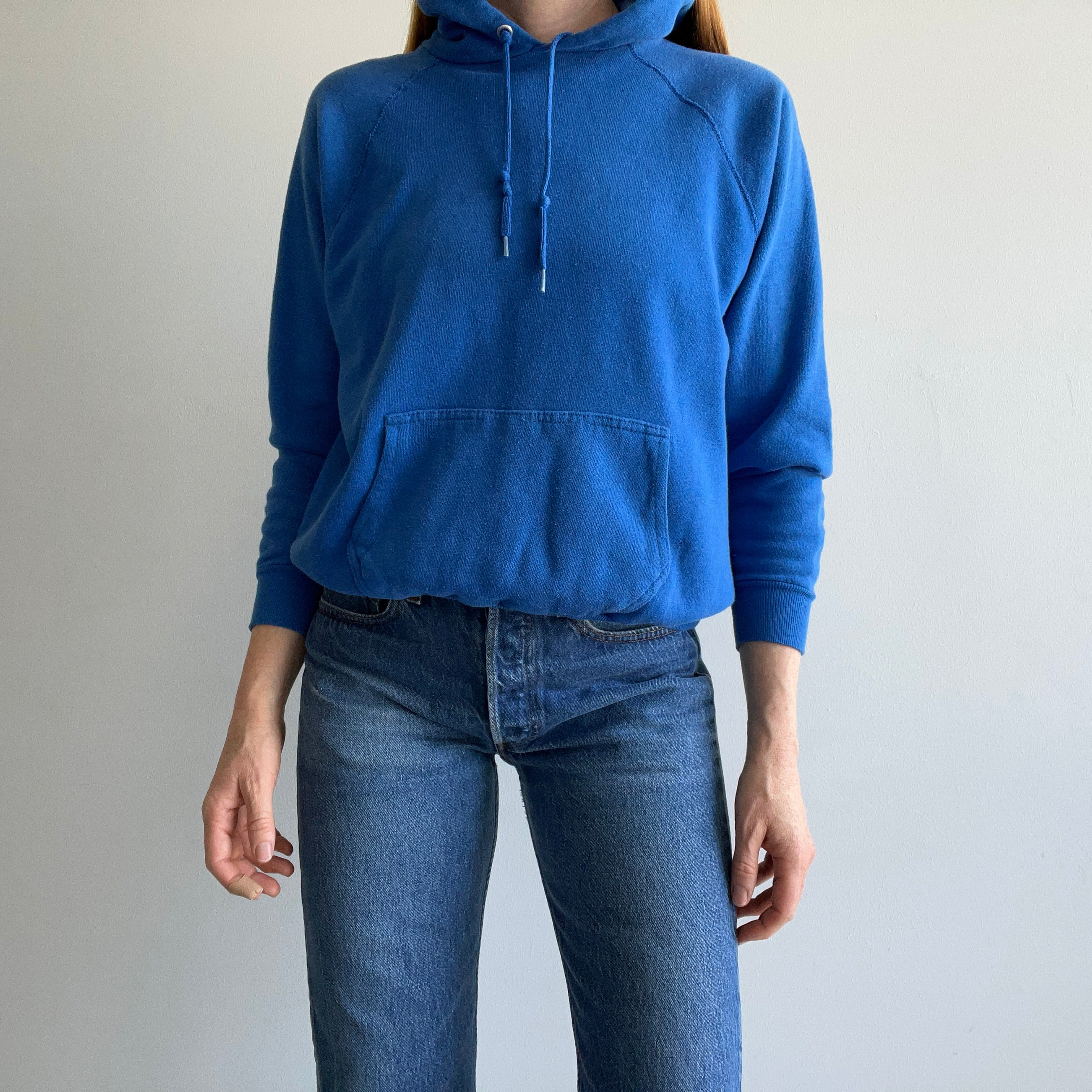 1980s Perfectly Worn Royal Blue Hoodie - Dreamy