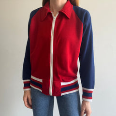 1970s Color Block Zip Up Collared Sweatshirt - WOAH