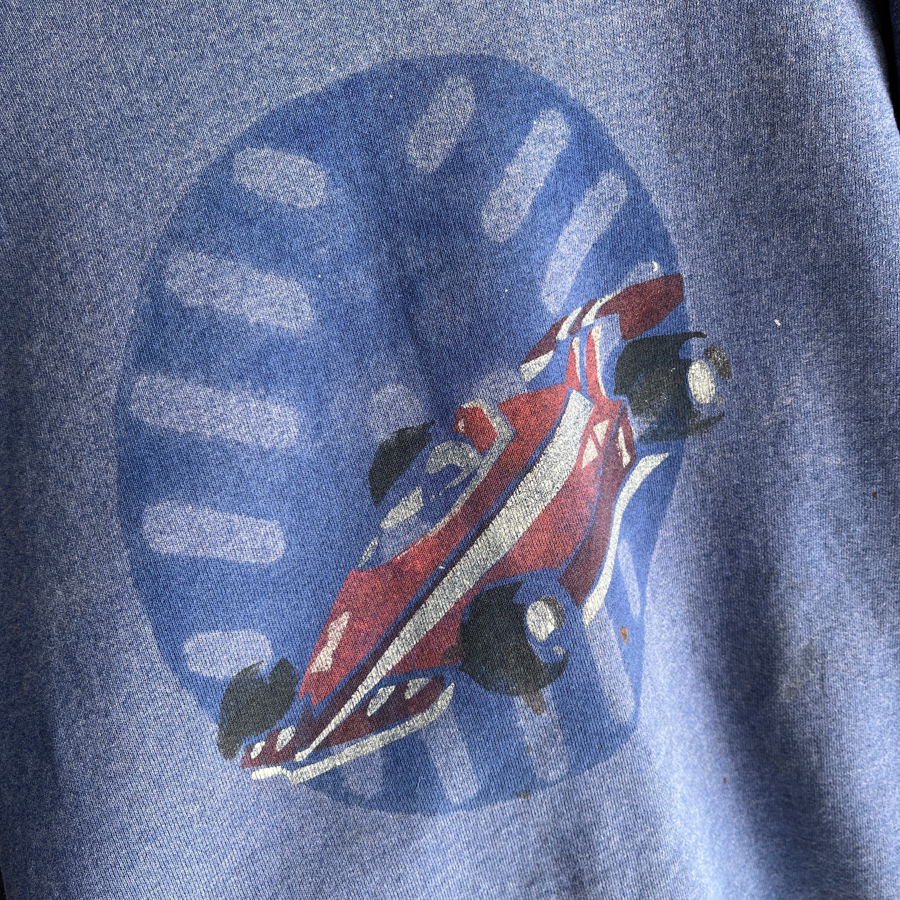 1990s DIY Formula 3 or 4? Race Car Sun Faded Sweatshirt