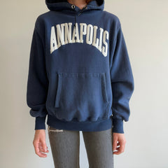 1980s Annapolis Naval Academy Reverse Weaver Soft and Slouchy Sun Faded Hoodie - THIS IS GOLD