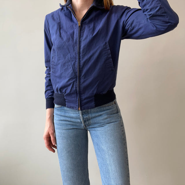 1950/60s Navy Lightweight Zip Up Jacket with Darted Back - Smaller Size