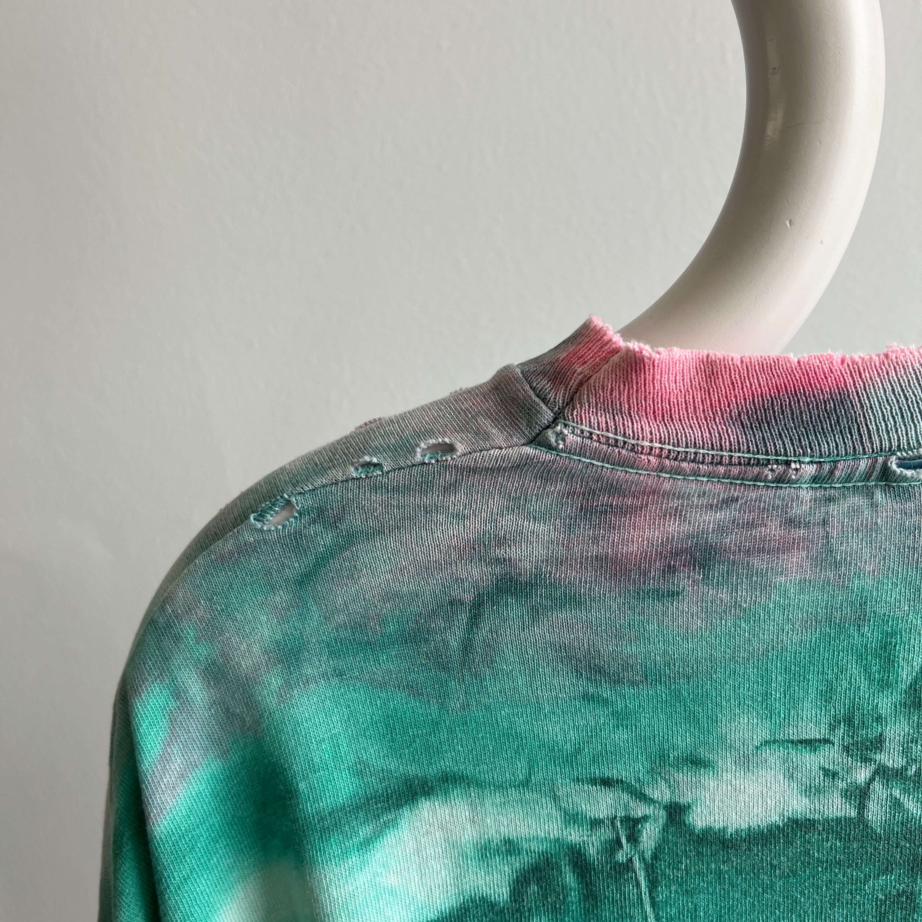1980/90s Rad Tie Dye Pink and Green T-Shirt