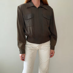 1950s Dark Green/Grey Rockabilly Zip Up Jacket