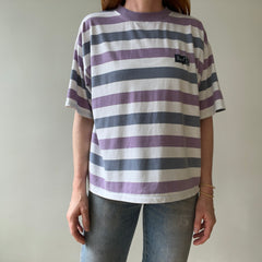 1980s/90s Boxy Pastel Purple Striped T Shirt