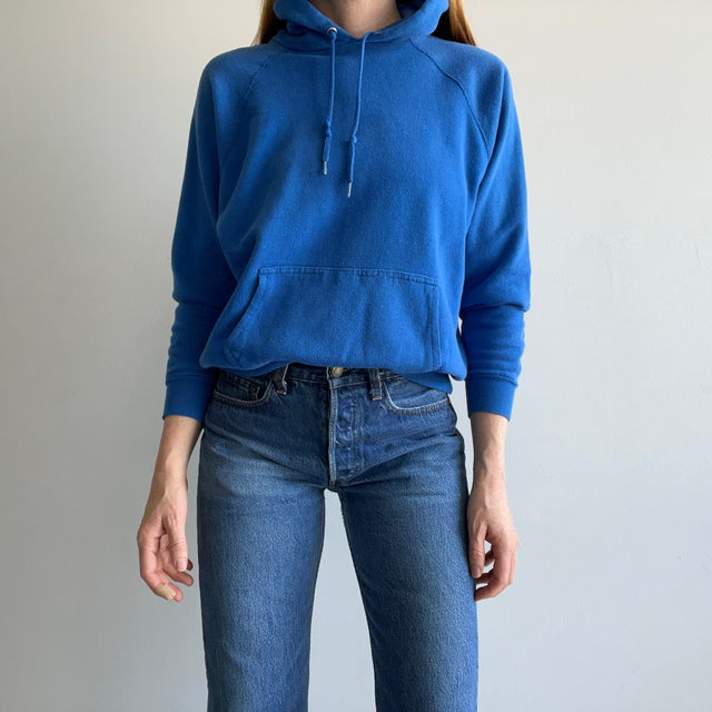 1980s Perfectly Worn Royal Blue Hoodie - Dreamy