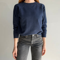 1980s Blank Navy Raglan - Soft and Medium Weight