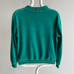 1980s Pink and Green Two Tone Velour Style Sweatshirt - THIS. IS. RAD.