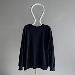 1980s Faded and Thrashed Larger Blank Navy Sweatshirt