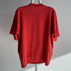 1990s Made in the UK Larger Red/Orange Cotton T-Shirt - Perfectly Broken In