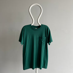 1980s Jade Forest Green FOTL Pocket T-shirt - Above Average