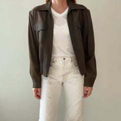 1950s Dark Green/Grey Rockabilly Zip Up Jacket