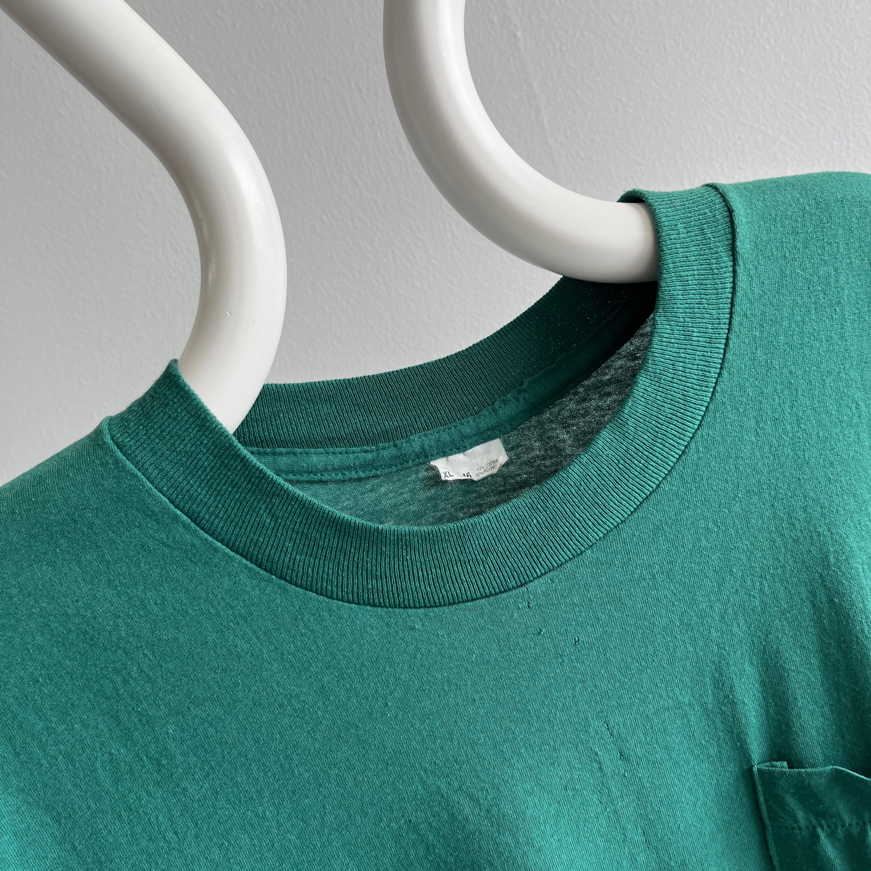 1980s Jade Forest Green FOTL Pocket T-shirt - Above Average