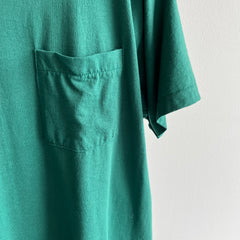 1980s Jade Forest Green FOTL Pocket T-shirt - Above Average