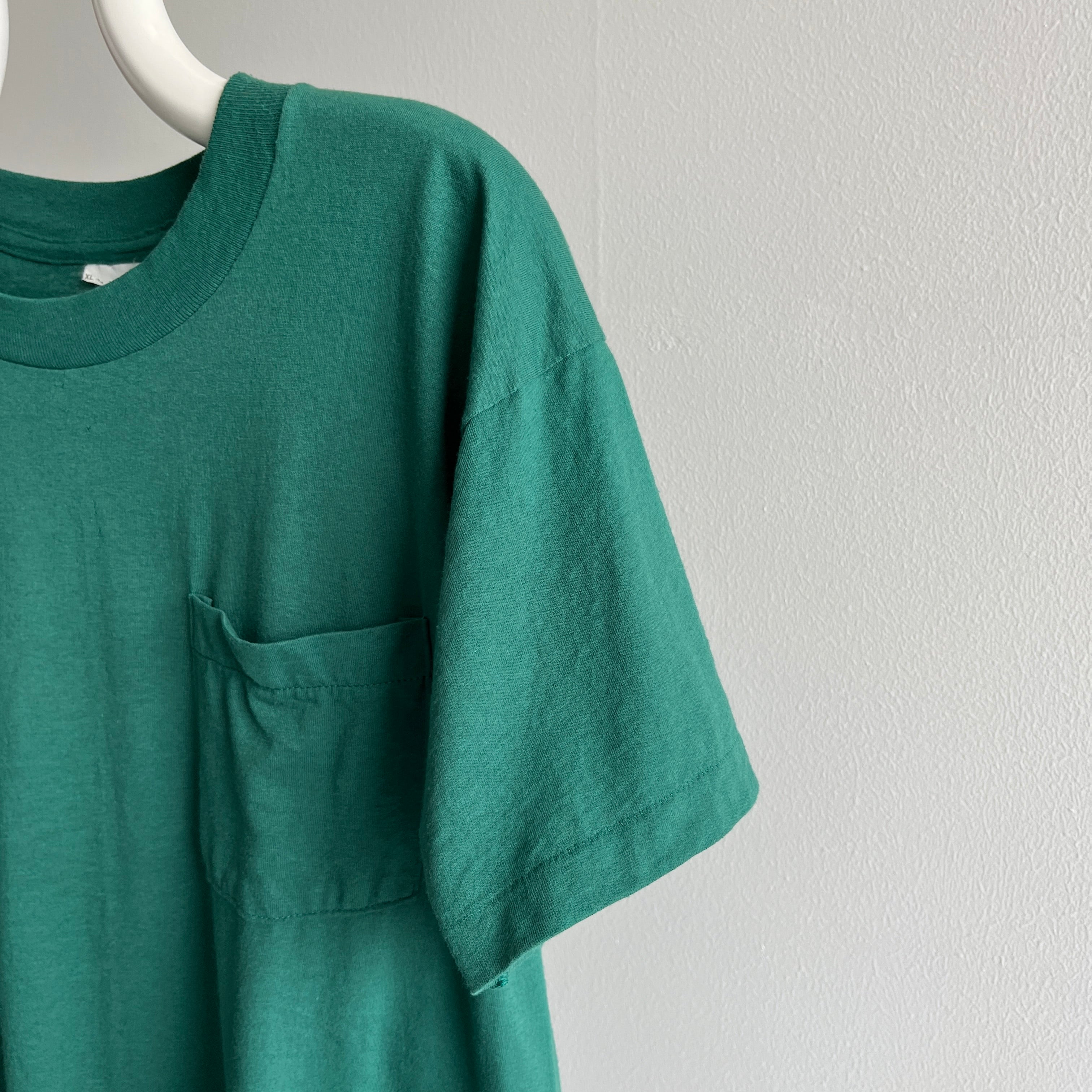 1980s Jade Forest Green FOTL Pocket T-shirt - Above Average