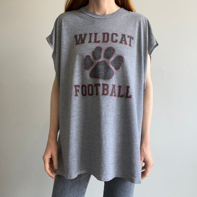 1990/2000s Wildcat Football Cut Sleeve Thrashed T-Shirt