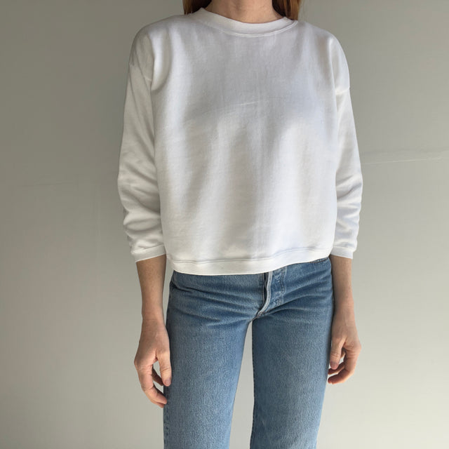 1980s Blank White Cropped Sweatshirt - by Anvil - Staff Favorite :)