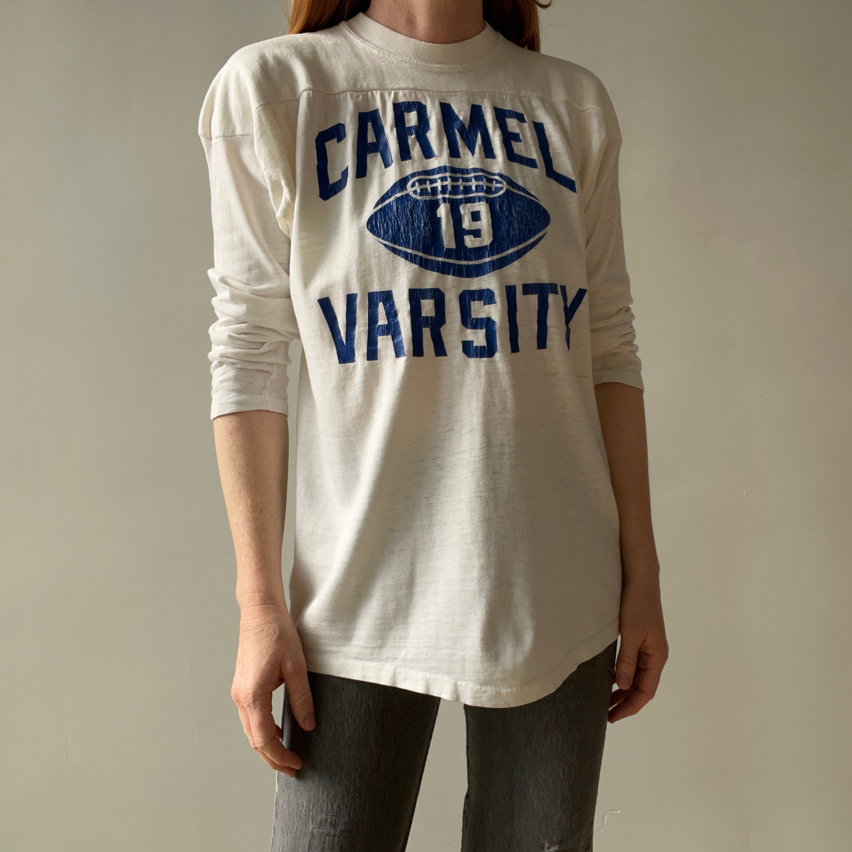 1970s Carmel Varsity Thinned Out Soft and Slouchy Football Shirt - Oh My!