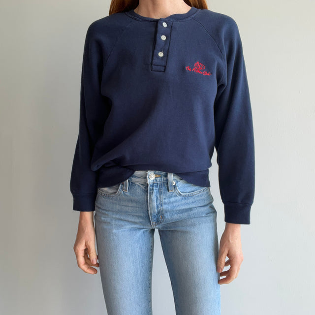 1980s Aspen Club Henley Sweatshirt by Champion Brand (USA Made)