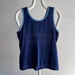 1970s Color Block Tank Top with Mending on the Back Side.