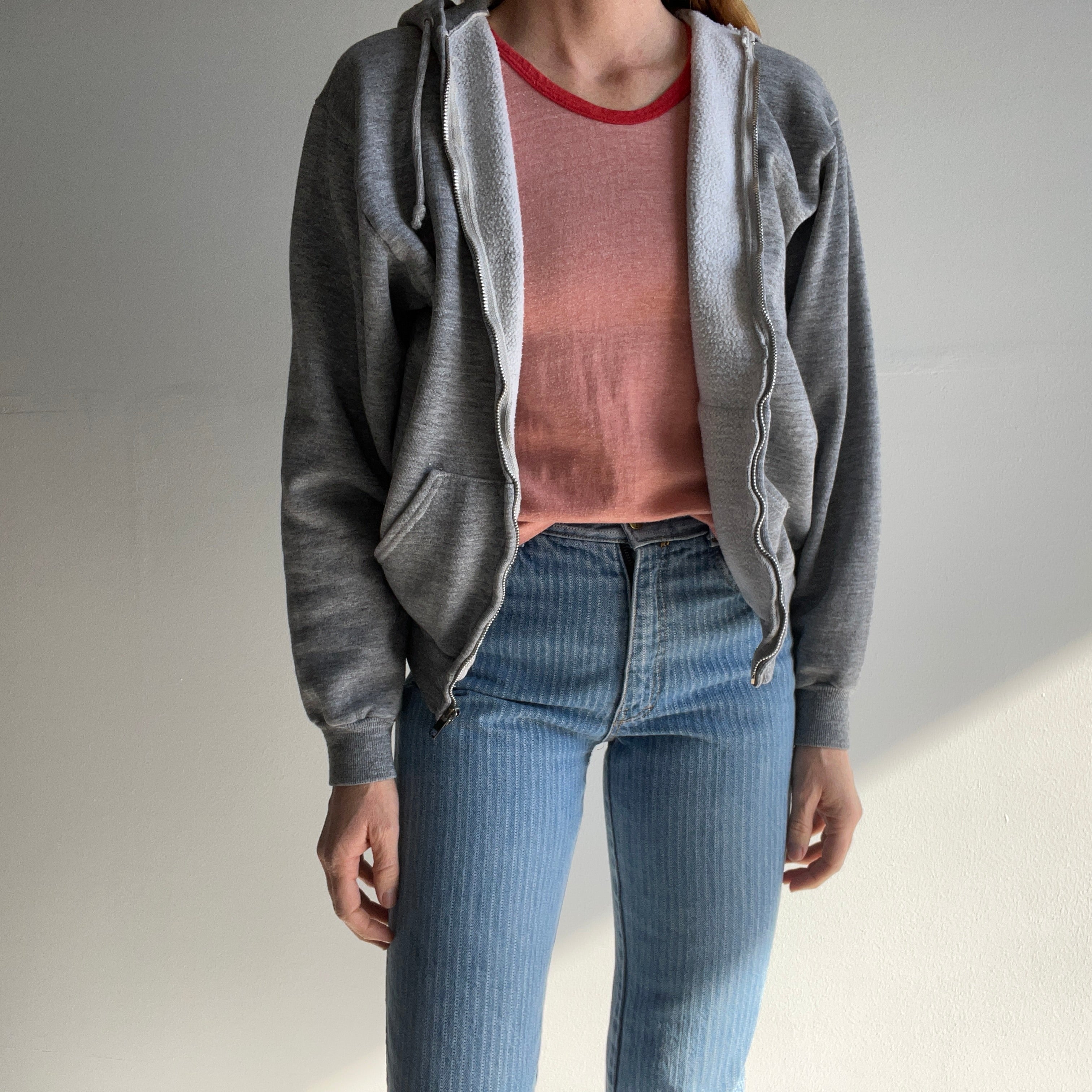 1970s The Worn Out Gray Zip Up Hoodie of *Your* Dreams Sweatshirt