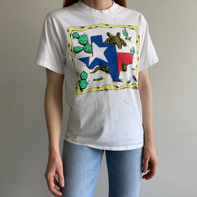 1990 Armadillo Texas Rattlesnake Super Stained T-Shirt