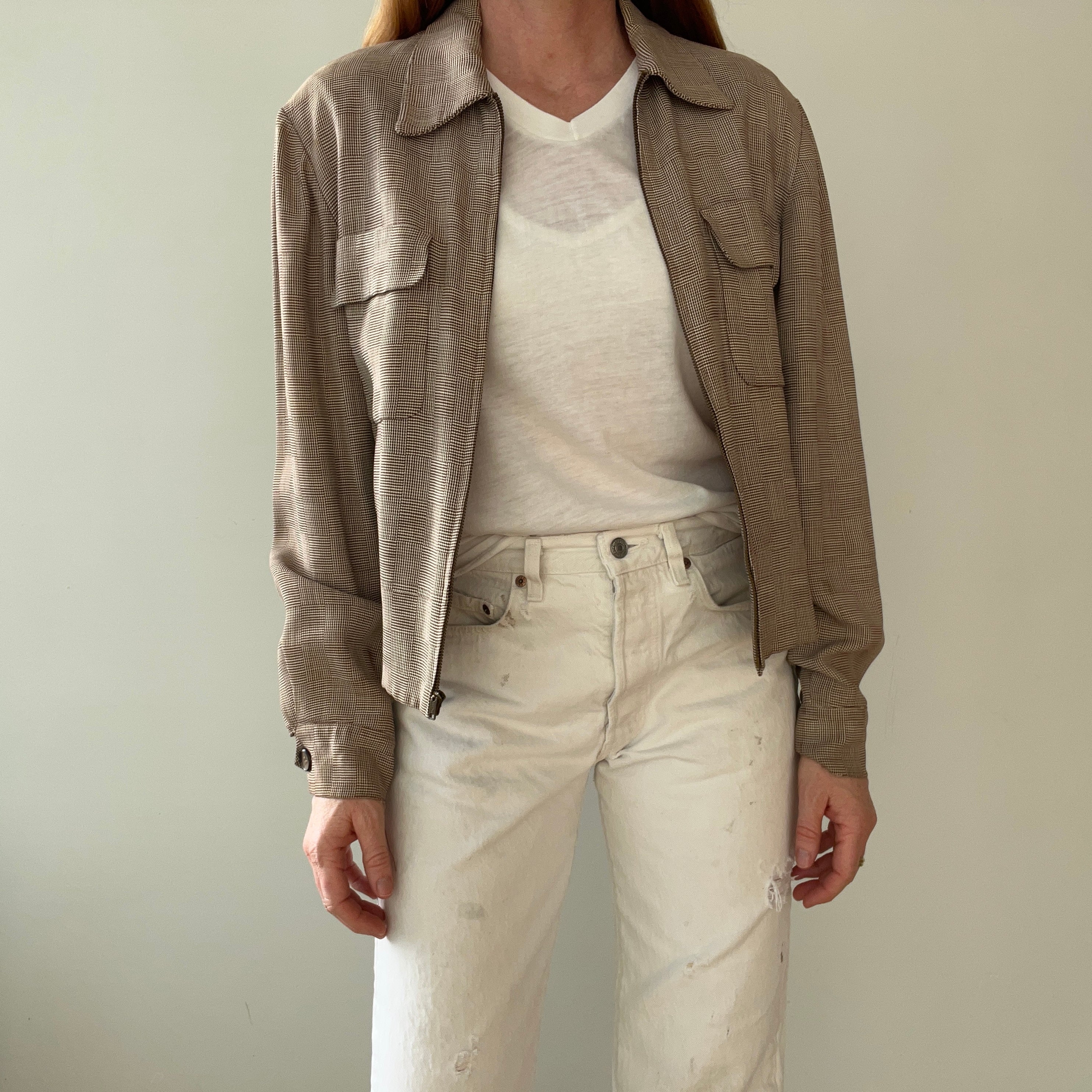 1950s Beige Rockabilly Zip Up Jacket - TINA COLLECTION