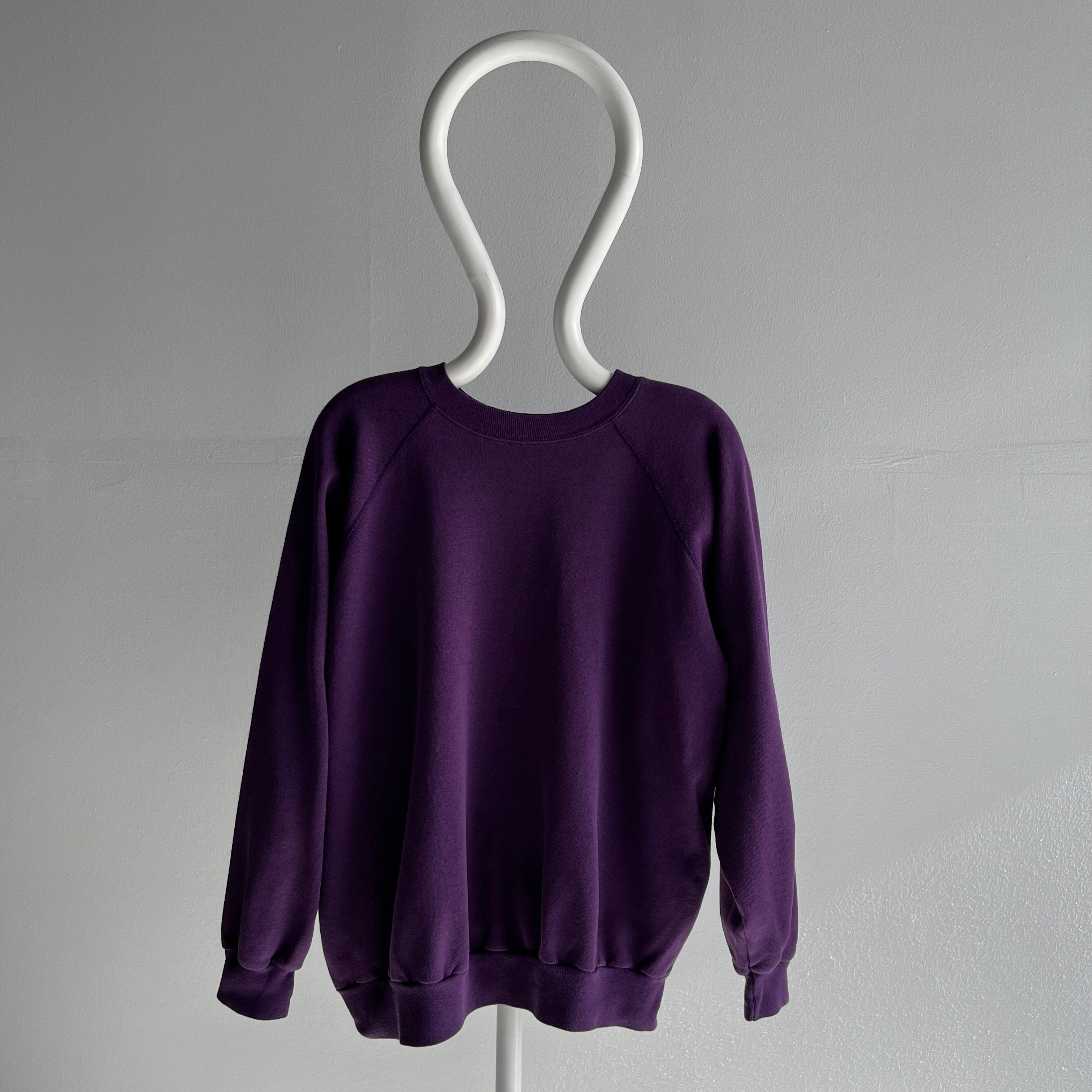 1980s Blank Purple Raglan Sweatshirt