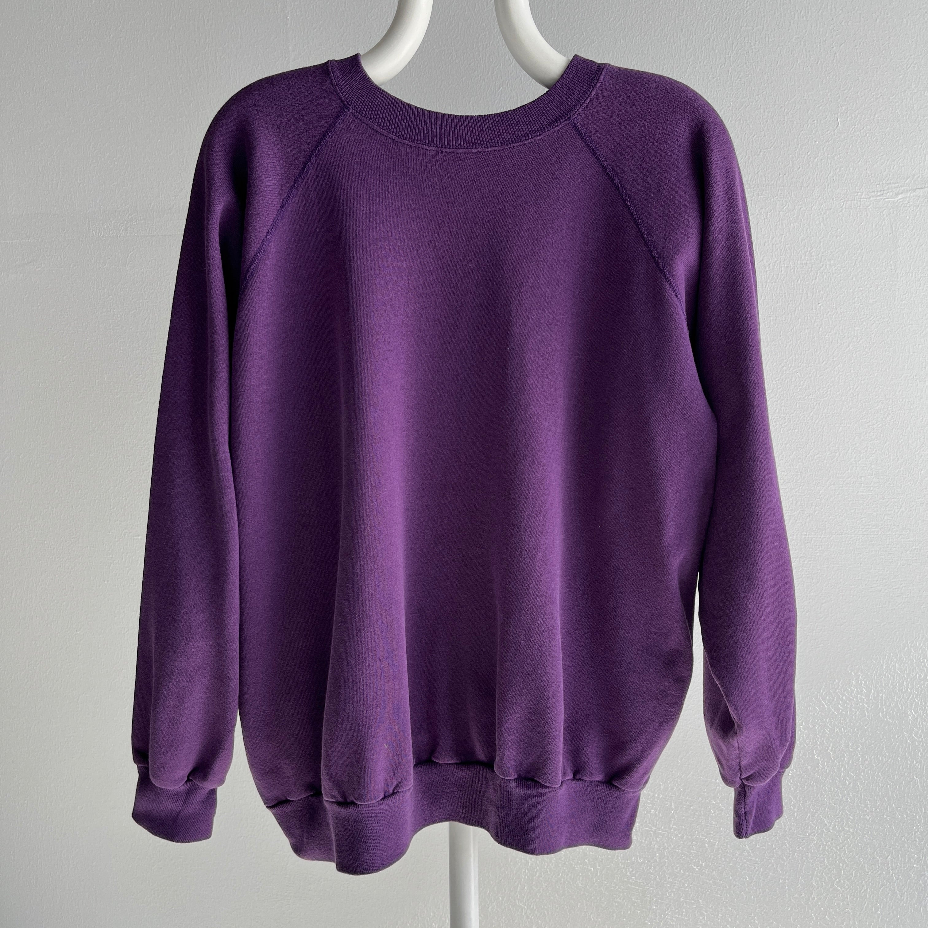 1980s Blank Purple Raglan Sweatshirt