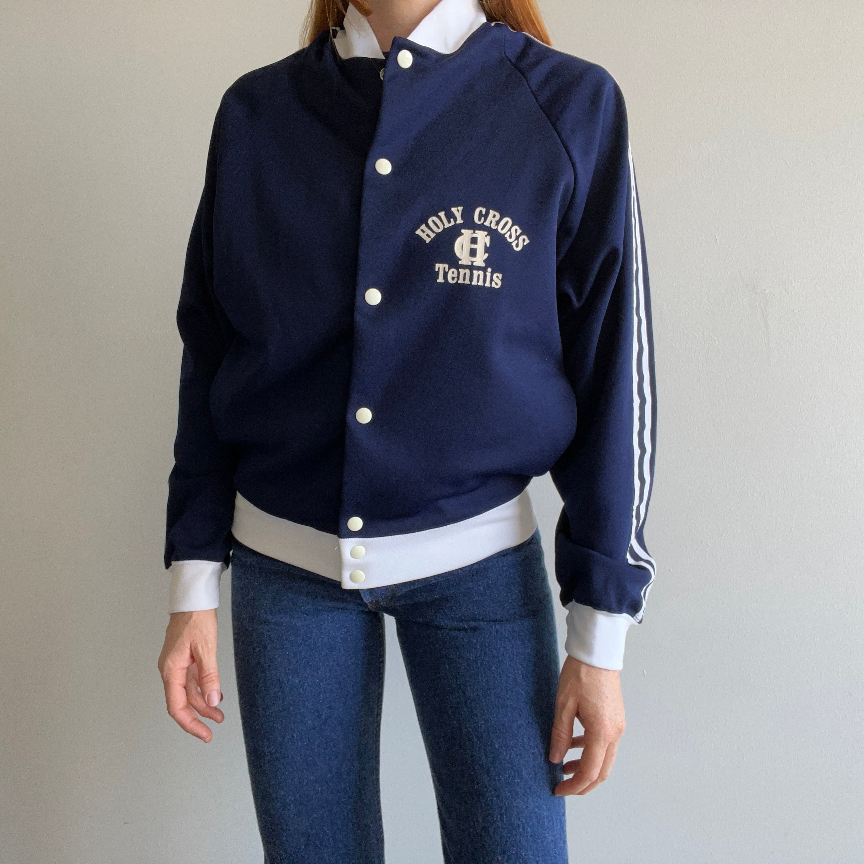 1970s Champion Brand Holy Cross Tennis Snap Up Jacket - Oh My!