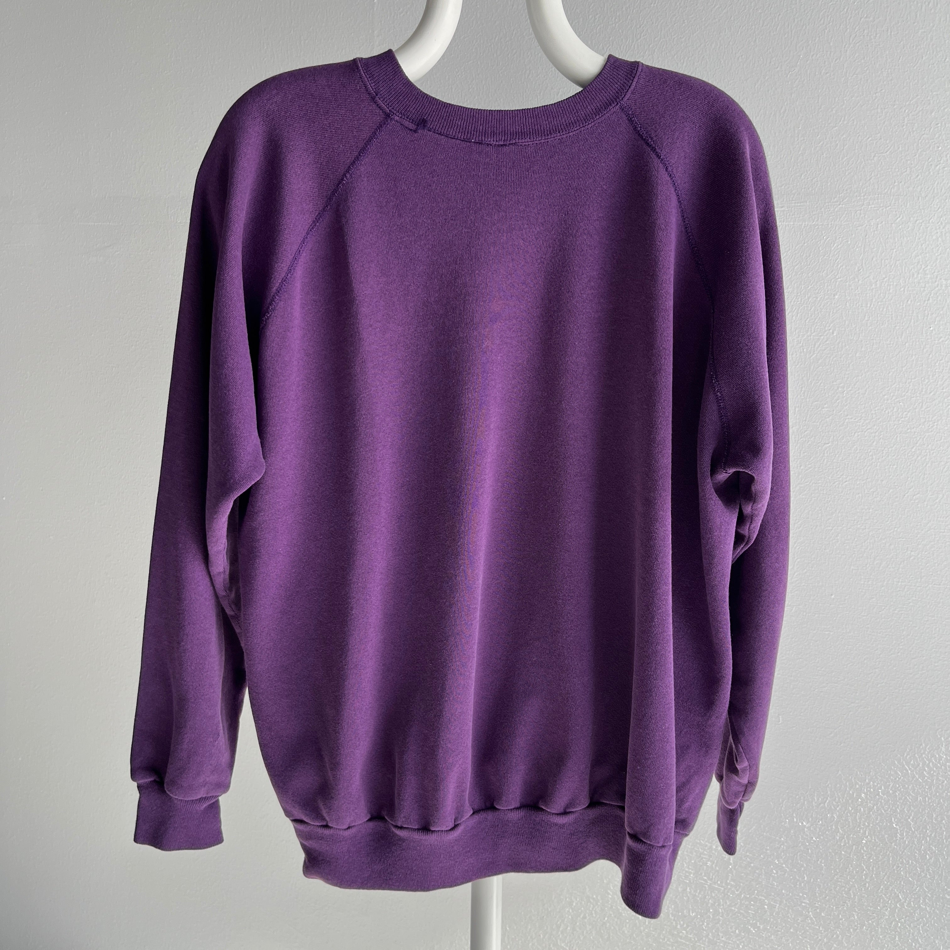 1980s Blank Purple Raglan Sweatshirt