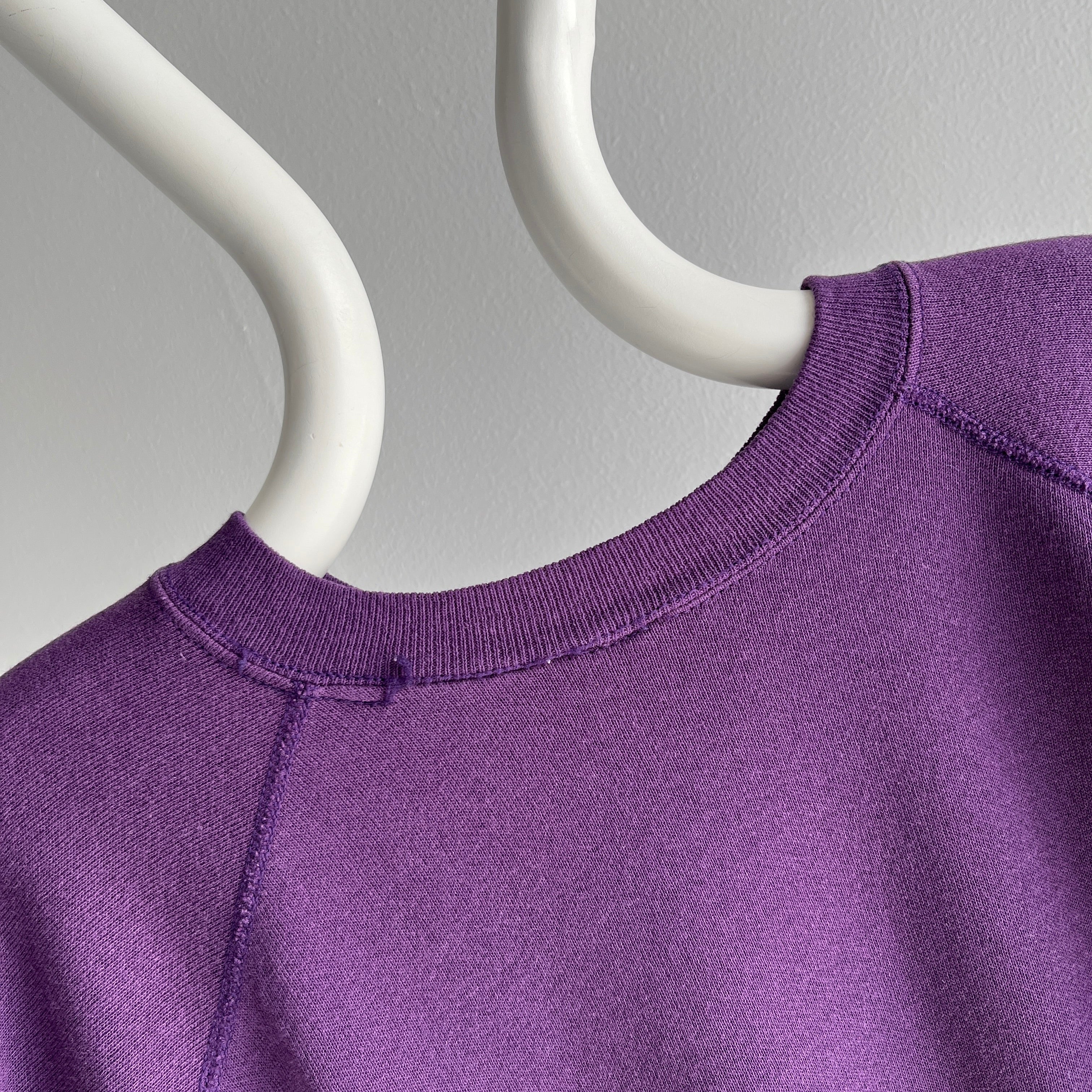 1980s Blank Purple Raglan Sweatshirt