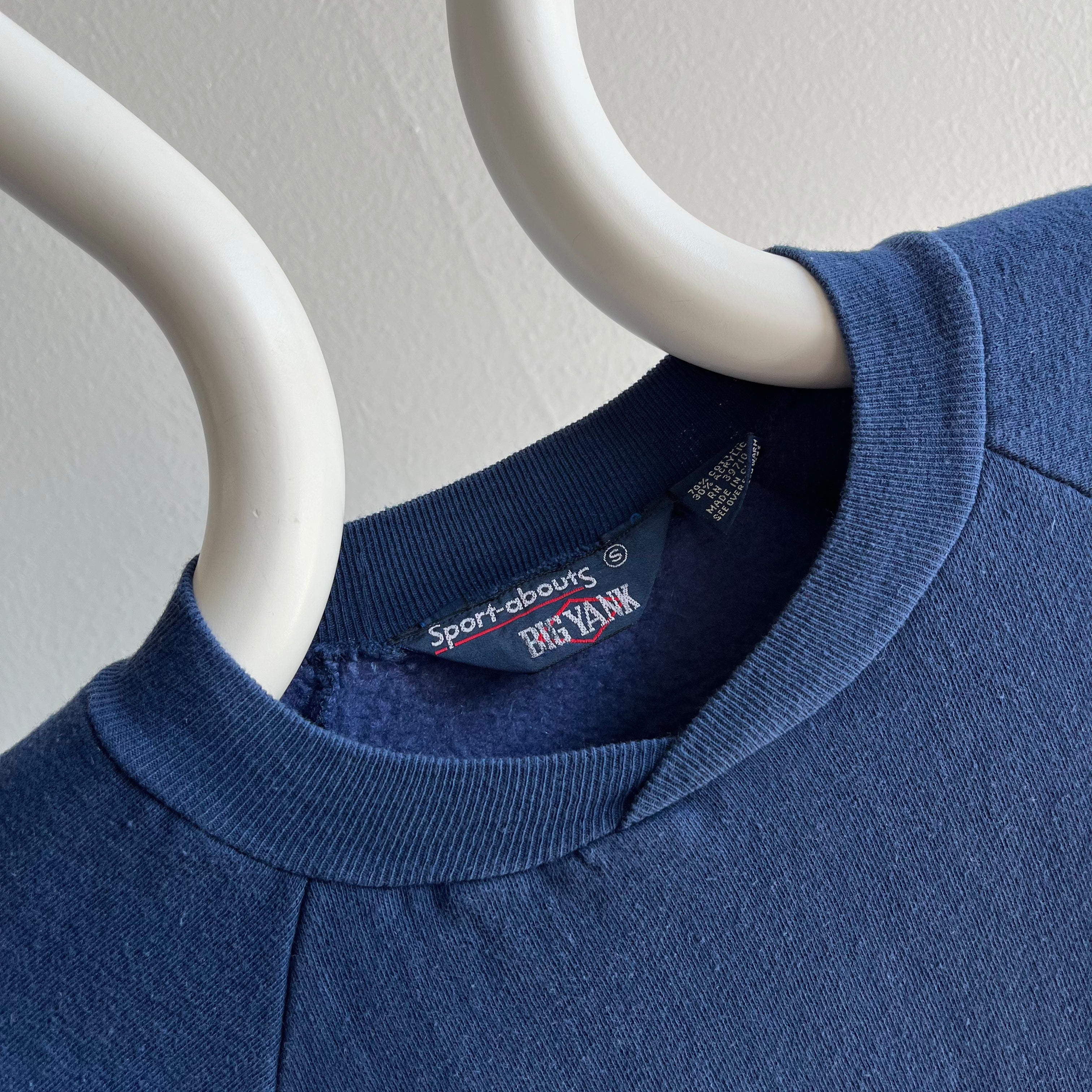 1970s Big Yank Blank Navy Sweatshirt with a Pouch