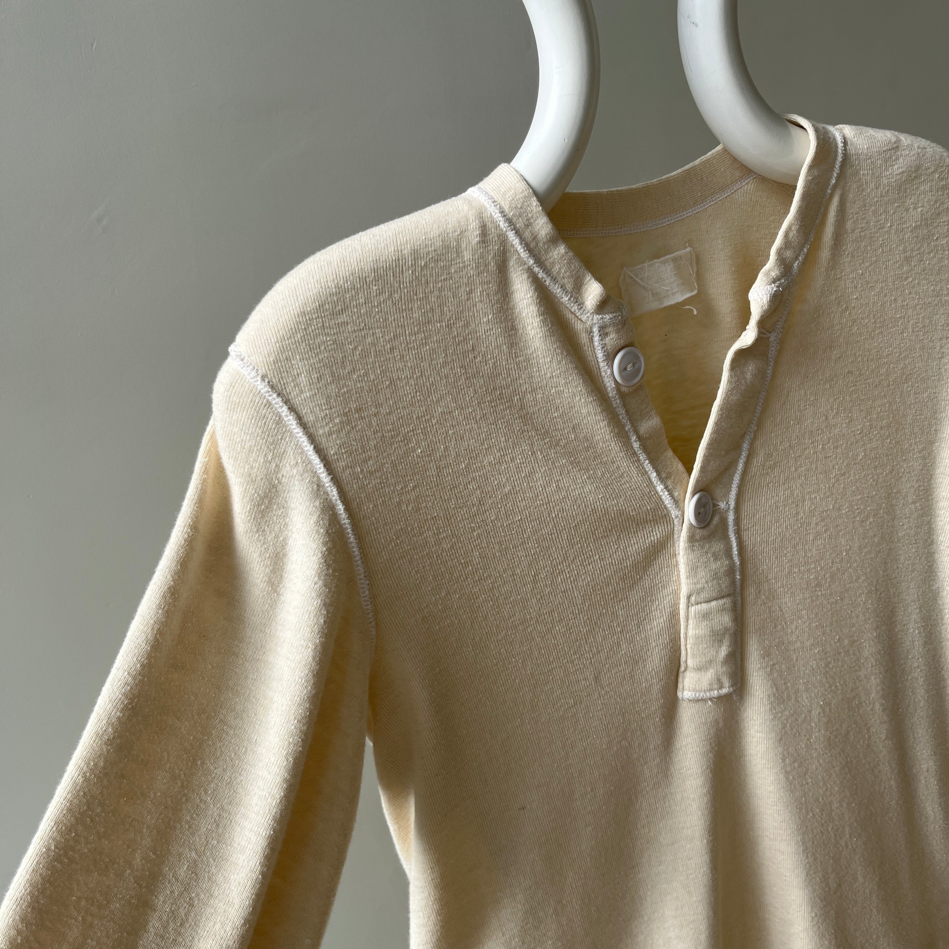 1970s Military Issue Washable Wool Blend Henley Shirt