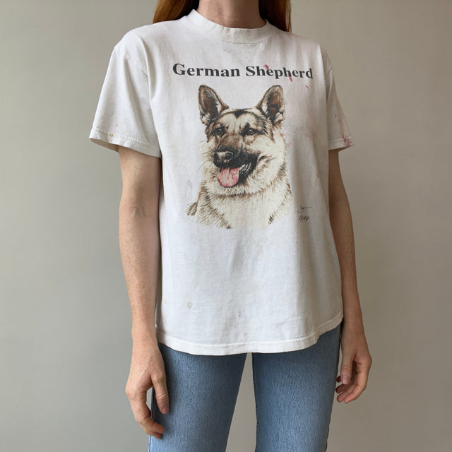 1980/90s Super Paint Stained Good Buddy German Shepard T-Shirt - AWWWWW