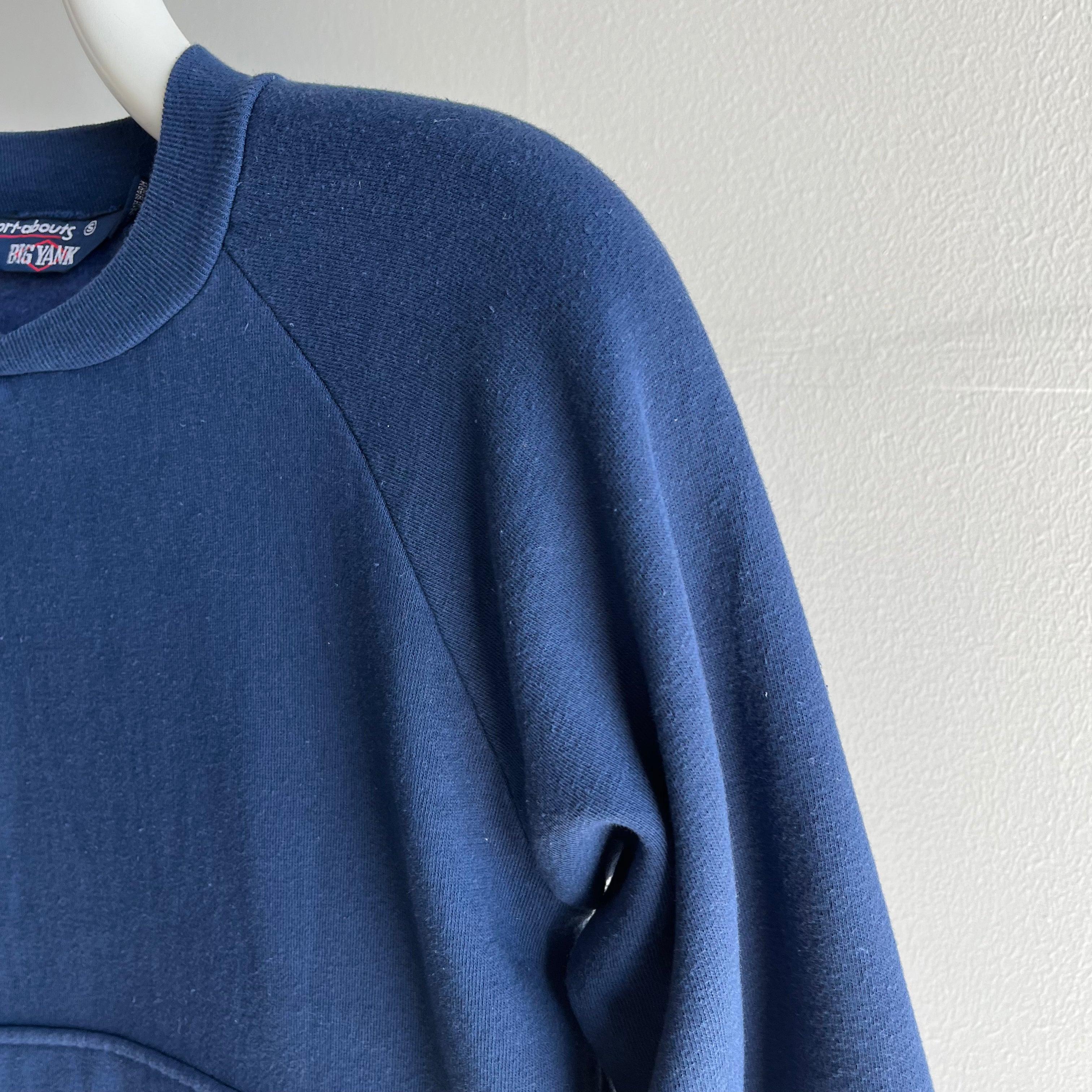 1970s Big Yank Blank Navy Sweatshirt with a Pouch