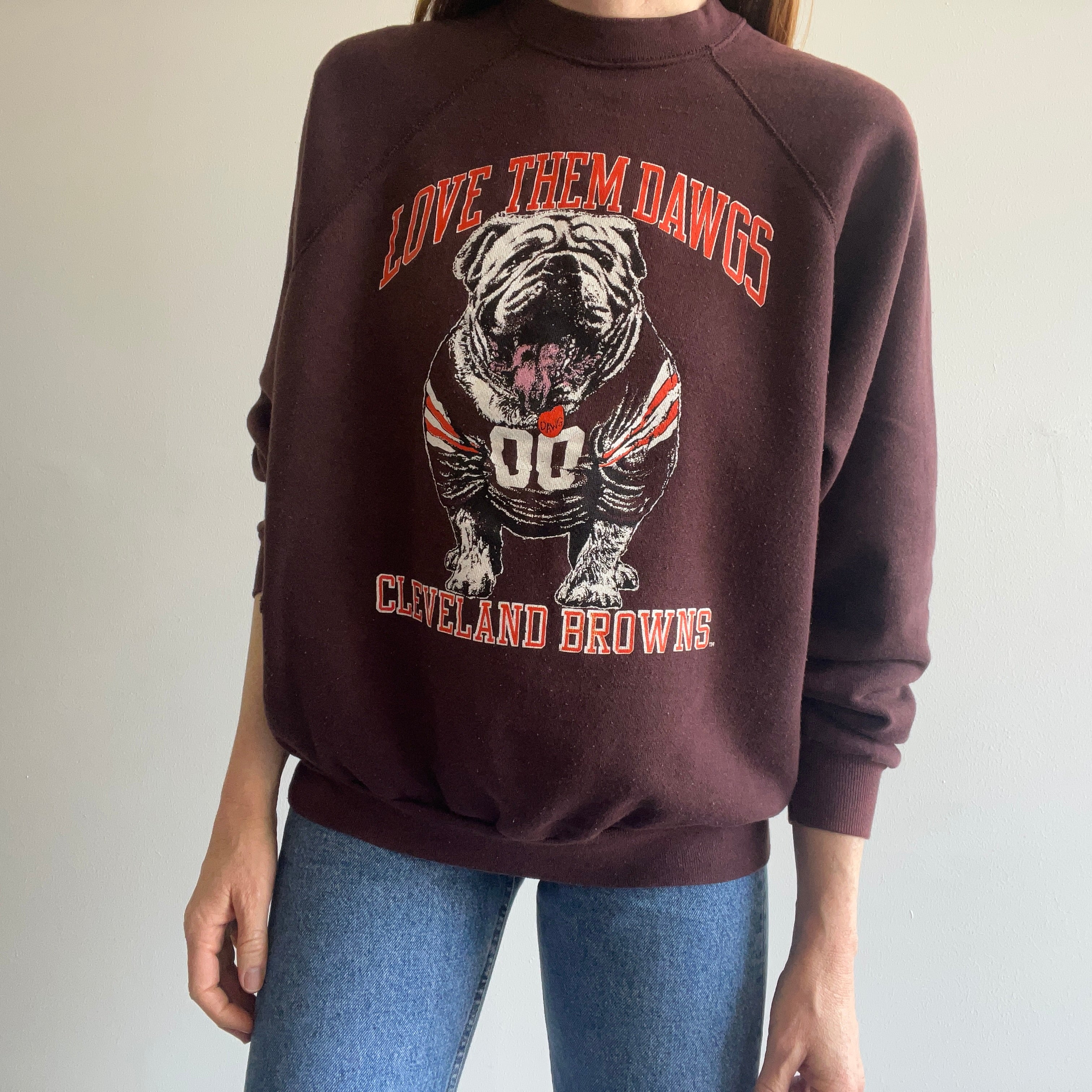 1970/80s Sun Faded Cleveland Browns - Dawg Pound - Sweatshirt by Artex