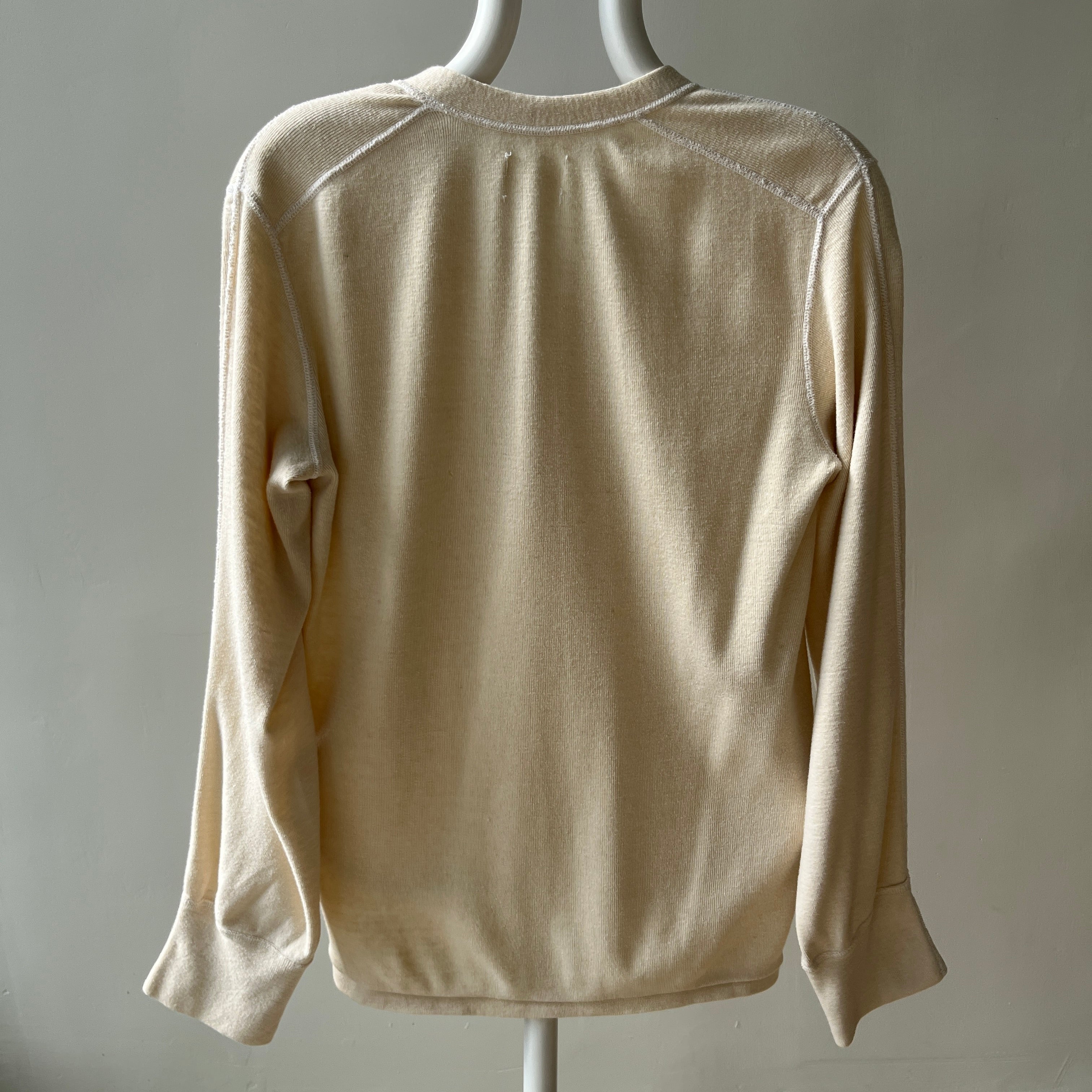 1970s Military Issue Washable Wool Blend Henley Shirt