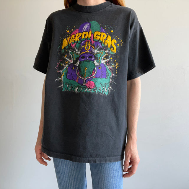 1980s Mardi Gras  CottonT-Shirt Printed on a Harley Blank - Interesting!