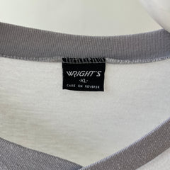 1980s Baby Blue And White Raglan Sleeve T Shirt