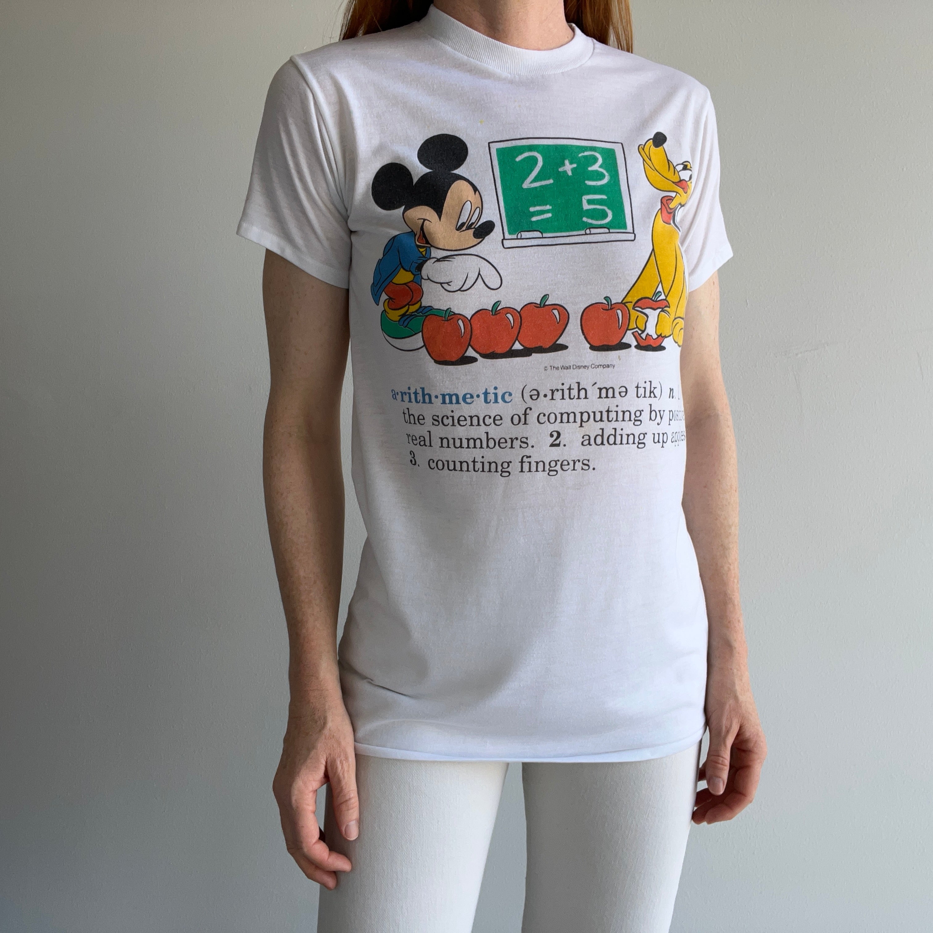 1980s Arithmetic Mickey and Snoopy Thinned Out T-Shirt