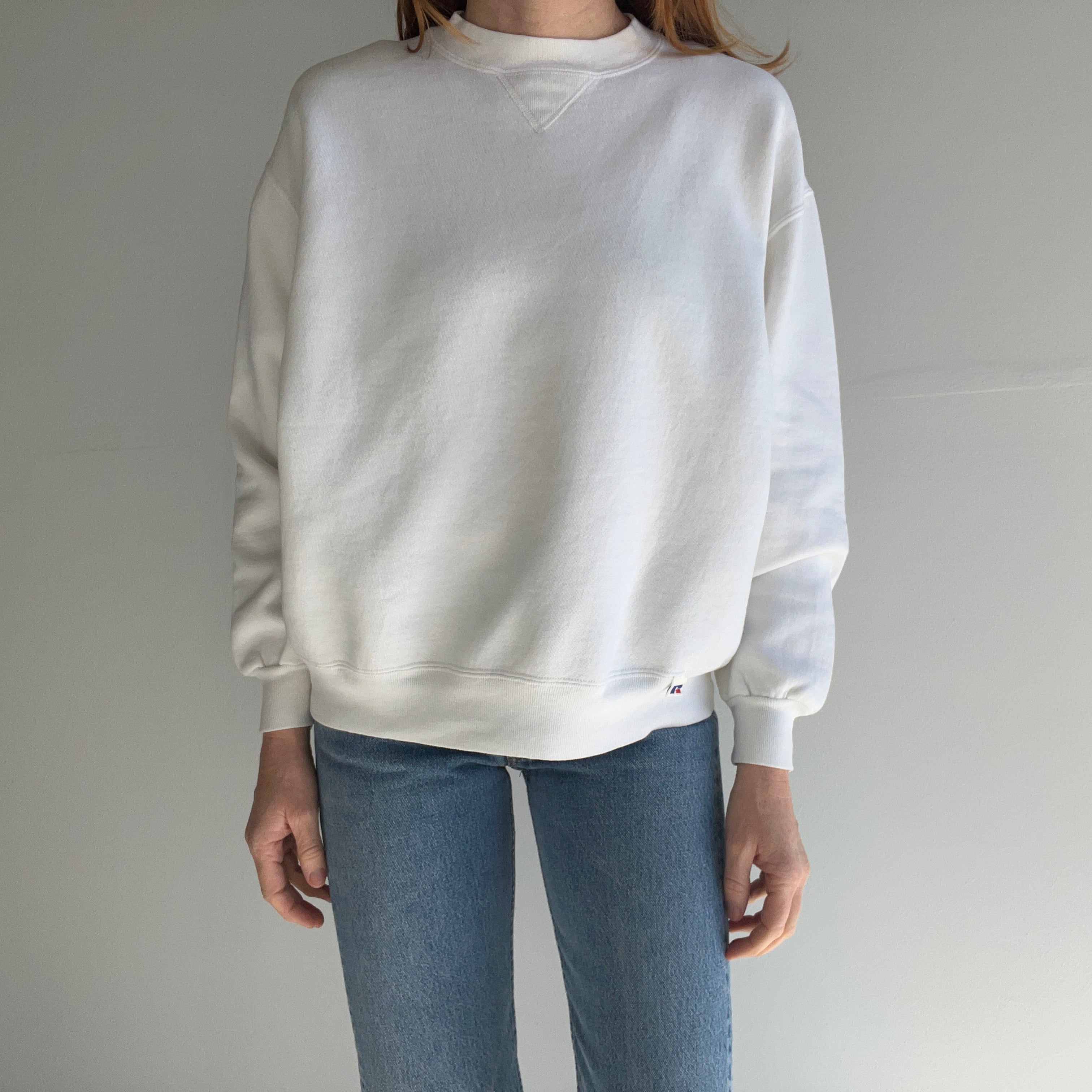 1980/90s Blank White Russell Athletic Single V Sweatshirt