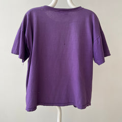 1980s Faded Boxy Purple Pocket T Shirt