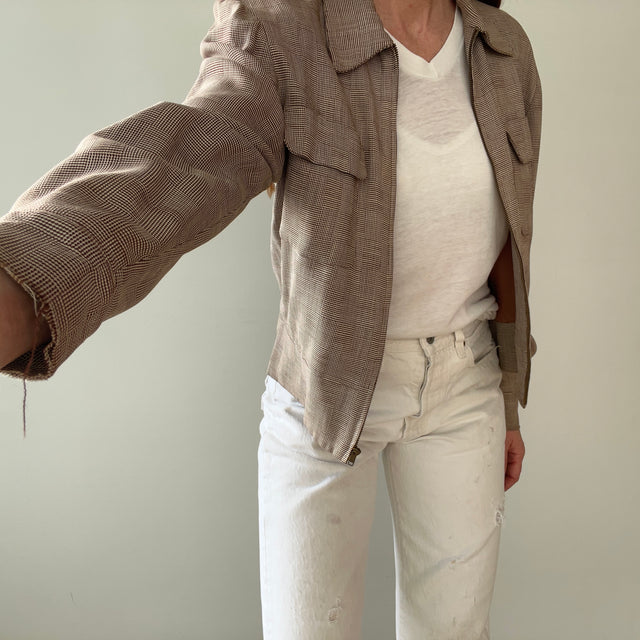 1950s Beige Rockabilly Zip Up Jacket - TINA COLLECTION