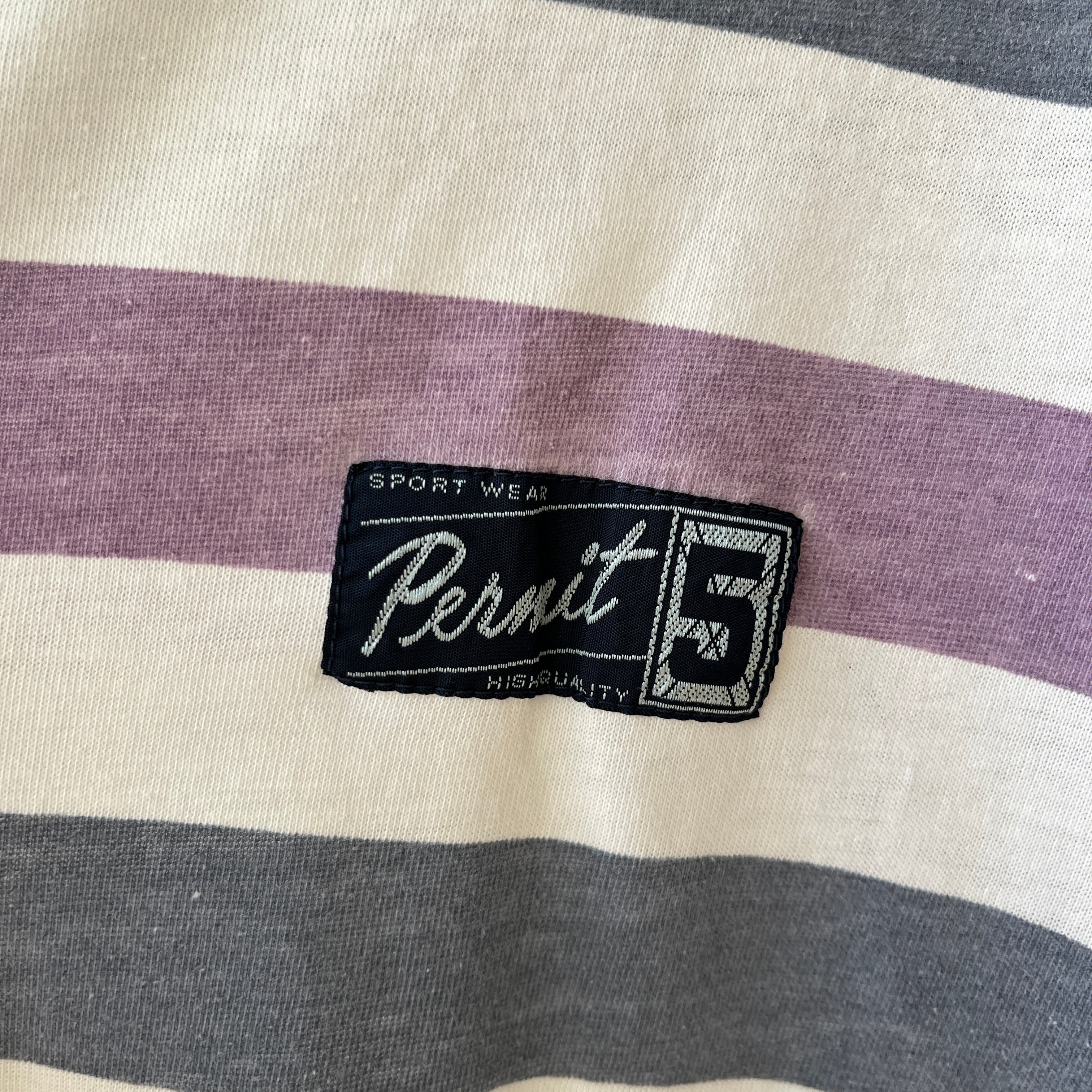1980s/90s Boxy Pastel Purple Striped T Shirt