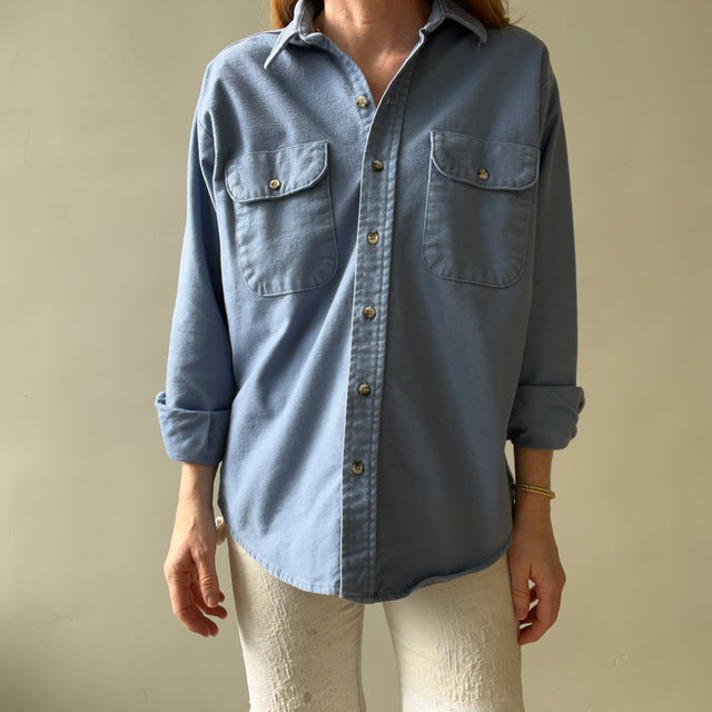 1980s Baby Blue Heavy Button Up Shirt by Five Brothers