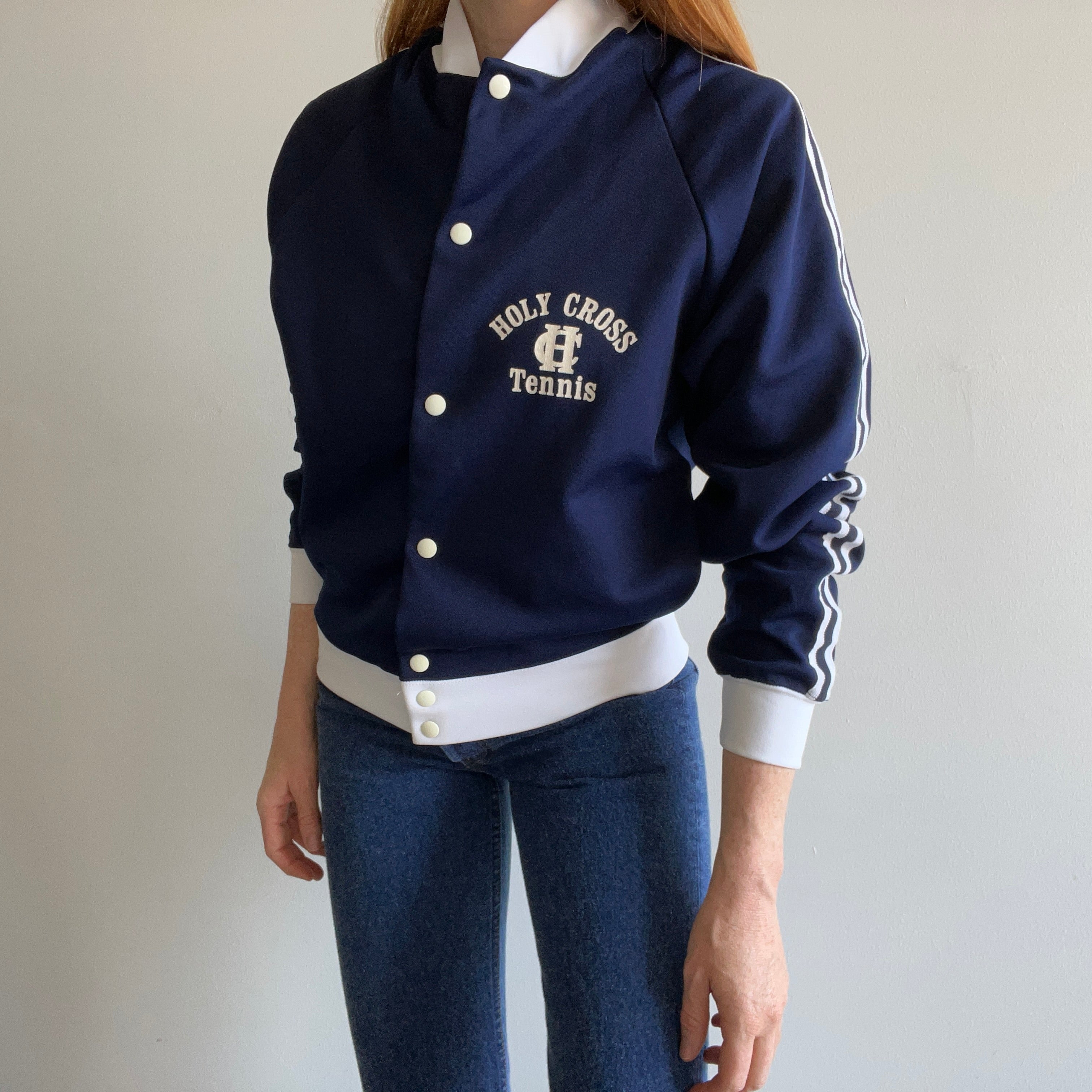 1970s Champion Brand Holy Cross Tennis Snap Up Jacket - Oh My!