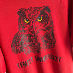 1980s Temple University Hemmed Sleeve Owl Sweatshirt - WORN