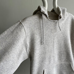 1980s Cut Neck. Light Gray Pull Over Hoodie by Jerzees